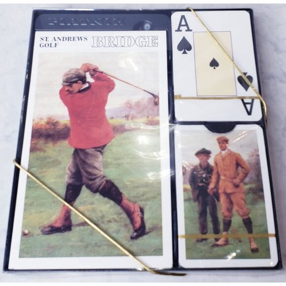 NIB Sealed PIATNIK St. Andrews Golf Bridge Set 2 Decks of Cards/Score Pad - Picture 1 of 3